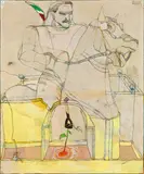 Peter Sengl, Blutblume, 1974, Mischtechnik auf Platte; gerahmt