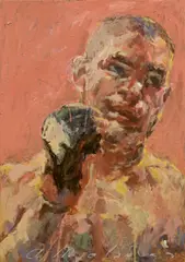 Boxer by Adrian Moldovan, 2016, oil on canvas; unframed, sold Mar 2017