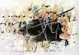 Zeichen im Schwarz by Hans Staudacher, 1999, Mischtechnik auf Papier; gerahmt, offered Mar 2017
