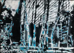 Treibhaus (Nr. 1 aus einer Serie von 3 Stk.) by Wolfgang Uranitsch, 1997, Acryllackspray auf Eisen; ungerahmt, offered Mar 2017