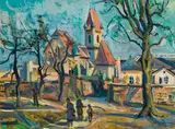 Wilhelm Kaufmann, Perchtoldsdorf, 1957, oil on hardboard