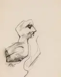 Herbert Boeckl, Study of a profile, 1945, charchoal on paper, unframed