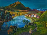 Stephanie Hollenstein, Inn landscape, oil on cardboard