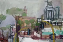 Rudolf Hradil, Rom (Kapitol and Vittorio-Emanuele-Monument), 2005, oil on canvas
