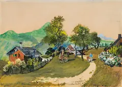 Hinterstoder by Oskar Laske, 1948, gouache on paper, offered Nov 2016