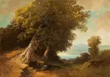 Oskar Mulley, Forrest landscape with lake view