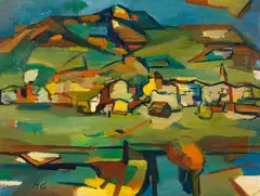 Hilde Goldschmidt, Kitzbühel, 1953, oil on soft board