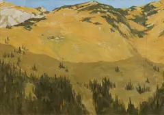 Andreas Einberger, Ludoialm in Rofan, Tirol, ca. 1912, oil on canvas