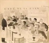 Wilhelm Thöny, Café de la Paix, 1936, India ink on paper, washed