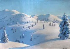 Max von Esterle, Mountains of Kitzbuhel, ca. 1925, mixed media on paper on cardboard