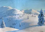 Max von Esterle, Mountains of Kitzbuhel, ca. 1925, mixed media on paper on cardboard