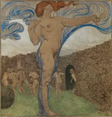 Alexander Rothaug, Aphrodite, ca. 1910, mixed media on cardboard