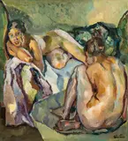 Leo Putz, Two female nudes, ca. 1915-1920, oil on canvas
