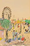 Oskar Laske, Ferris wheel in the Viennese Prater, 1920, gouache on paper