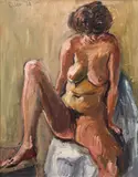 Georg Eisler, Sitting nude, 1978, oil on canvas