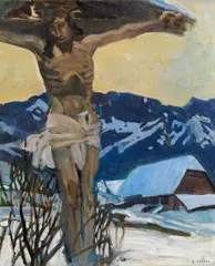 Carl Ederer, Winter in Kitzbühel, oil on canvas