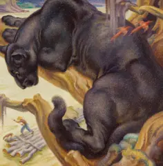 Norbertine Bresslern-Roth, Einsames Floß, 1958, oil on jute
