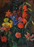 Albert Birkle, Flower still life, ca. 1945, oil on cardboard