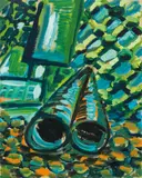 Hubert Schmalix, Strandgut, mixed media on cardboard; framed
