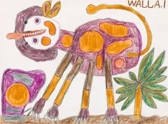August Walla, Untitled, mixed medias (coloured- and pencil) on paper; framed