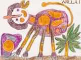 August Walla, Untitled, mixed medias (coloured- and pencil) on paper; framed