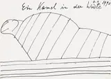 Oswald Tschirtner, Ein Kamel in der Wüste" (A camel in the desert), 1990, India ink on paper; framed