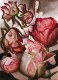 Lukas Johannes Aigner, Oksana durch die Blumen gemalt, 2016, acrylic on MDF-panel; framed