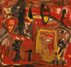 Gunter Damisch, Untitled, 1991, China ink and tempera on paper on canvas; framed