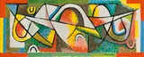 Mario Decleva, Long New years picture (Composition 1956/1), 1956, oil on jute; framed