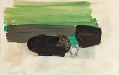 Peter Krawagna, Small landscape with weirs, 2002, oil on canvas; framed