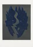 Kiki Kogelnik, Split Blue, 1996, screen print, glass dust on paper; edition: 50/100; framed