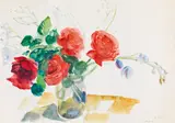 Maria Lassnig, Roses-watercolour