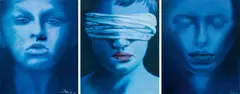 Vivien Kabar, Triptychon ("Geist der Erinnerung, Anonyme Augen, Ghost of Forgetting"), 2016, oil on canvas; framed