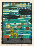 777A Song of the Whales by Friedensreich Hundertwasser, 1979, Japanese woodcut in 34 colours; framed, sold Nov 2016