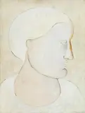 Oswald Oberhuber, Kopf" Head, 1956, oil and pencil on fibreboard; framed