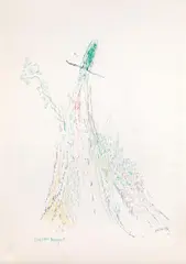 Gustav Peichl, Modischer Berggeist, mixed media on paper; unframed