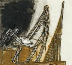 Untitled by Walter Pichler, 1987, mixed media on paper; framed, sold Nov 2016