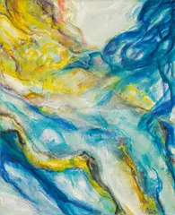 Peter Bischof, Wege in die Mitte" (Ways into the centre), oil on canvas; framed