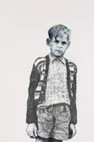 Ramona Schnekenburger, Boy in lederhosen, 2016, mixed media on canvas; unframed