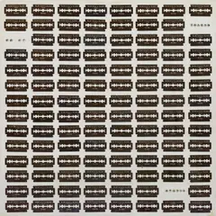 Untitled by Curt Stenvert, collage (razor blades, rhinestones) on varnished wood; unframed, offered Nov 2016