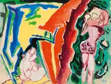 Édouard Pignon, Nudo sotto il parasole, 1971, mixed media laminated on paper on canvas; framed