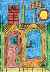 Picture for the lovley friends by August Walla, mixed media on paper; framed, offered Nov 2016