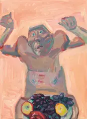 Maria Lassnig, Herbstbild / Herbst, 1983, oil on canvas; framed