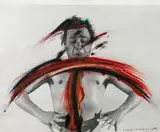 Arnulf Rainer, Die Erzeugung des Burjewscher Effekt, photograph, overpainted; framed