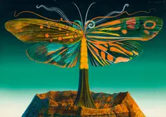 Rudolf Hausner, Butterflytree, 1978, hardboard concealed with paper, acrylic, resin oil glaze; framed