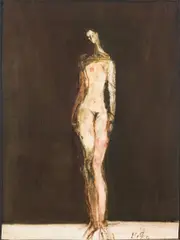 Giselbert Hoke, Female nude, 1980, gouache on paper; unframed
