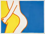 Otto Muehl, Yellow and white body with blue base, 1985, acrylic on canvas; unframed