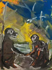 Siegfried Anzinger, Untitled, 1980, oil on canvas; framed
