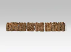 Figurine frieze, four parts, relief by Fritz Wotruba, 1953, bronze, gold-copper coloured patina (each part has a different patina), sold Nov 2016