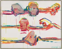 Maria Lassnig, Untitled (from the series: Malflüsse), 1994-1996, oil on canvas; framed